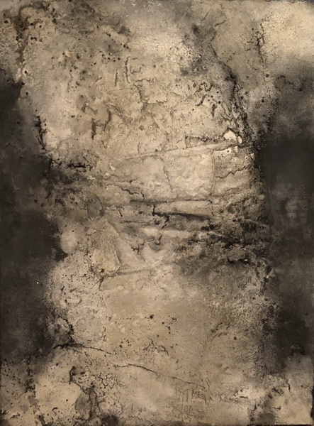 2018 Petrified Series - Archaic- Modulation in weiß-grau Kaffee, Kasein, Hautleim, Marmormehl 60x80x4